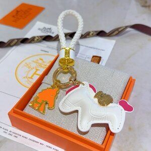 Hermes Pink and White Unicorn Key Holder
